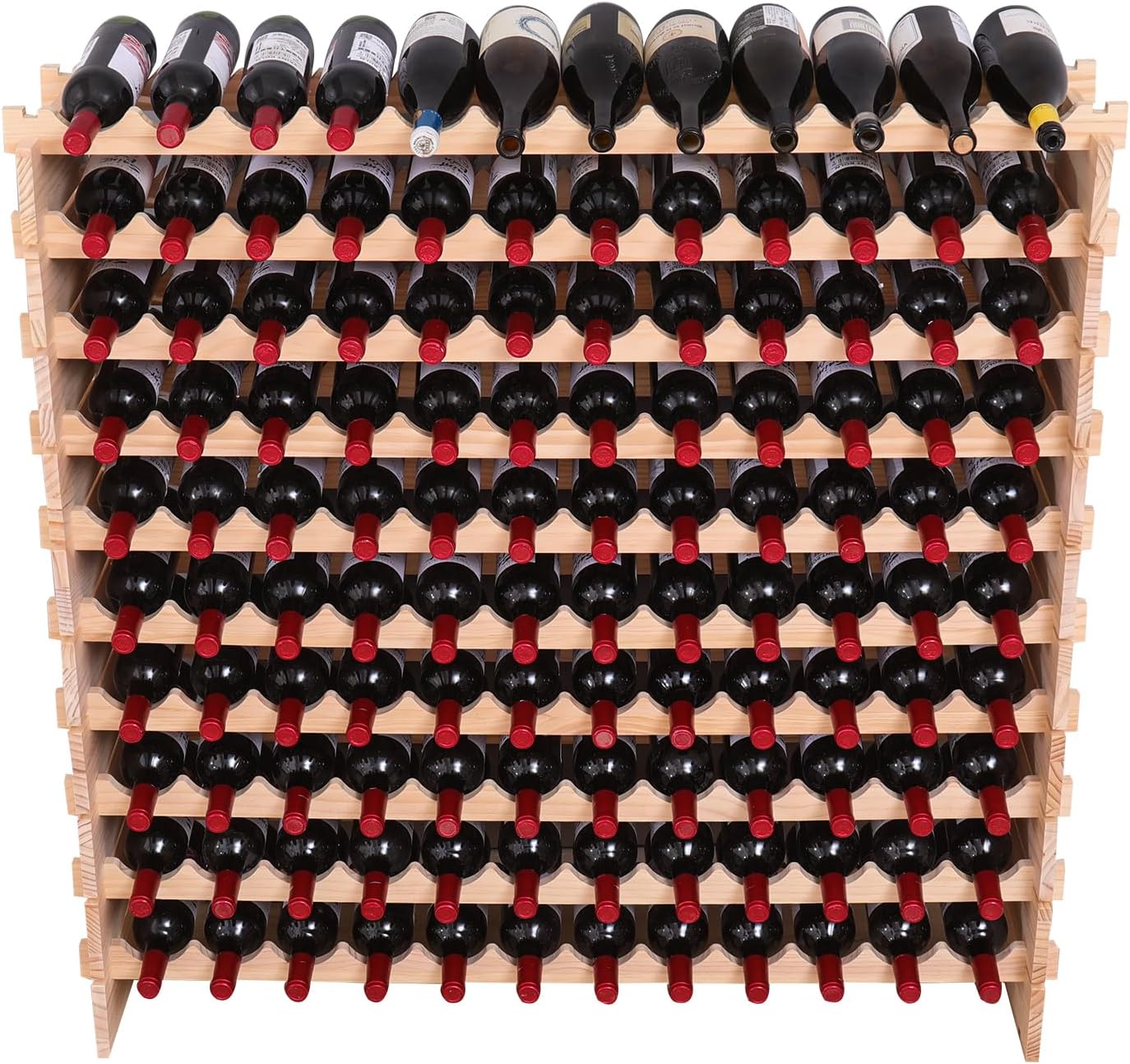 Wood Stackable Storage Modular Wine Rack Cabinet 120 Bottle freestanding Floor Wine Bottle Holder Display Shelves