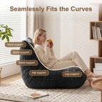 Bean Bag Chair with Lumbar Pillow, Gaint Bean Bag Chairs for Adults, Oversized Corduroy Beanbag Chair with Memory Foam Filled, Lazy Floor Sofa for Reading Gaming Living Room Bedroom (Grey)