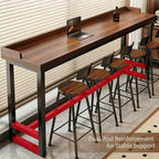 41 Inch Narrow Bar Table with Solid Wood Top - Tall Counter Height Dining Bar Table on Metal Frame, Saving Pub Table for Kitchen,Living Room,Behind Couch or Coffee Shop(Chair Not Included)