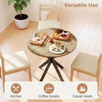 Zevemomo Round Dining Table, 31.5" Small Dining Table for 2-4, Round Kitchen Table with Metal Black Legs, Modern Round Dining Room Table for Kitchen, Apartment, Living Room, Brown