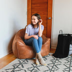 Big Joe Hug Bean Bag Chair, Tan, Vegan Suede, Kids and Teens, 3 feet