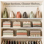 SortNStore Shelf Dividers Purse Organizer for Closet: 8-Pack Acrylic Bag Storage Organizer for Handbags, Clutches, Clothes, Sweater, Towel on Wood Shelves