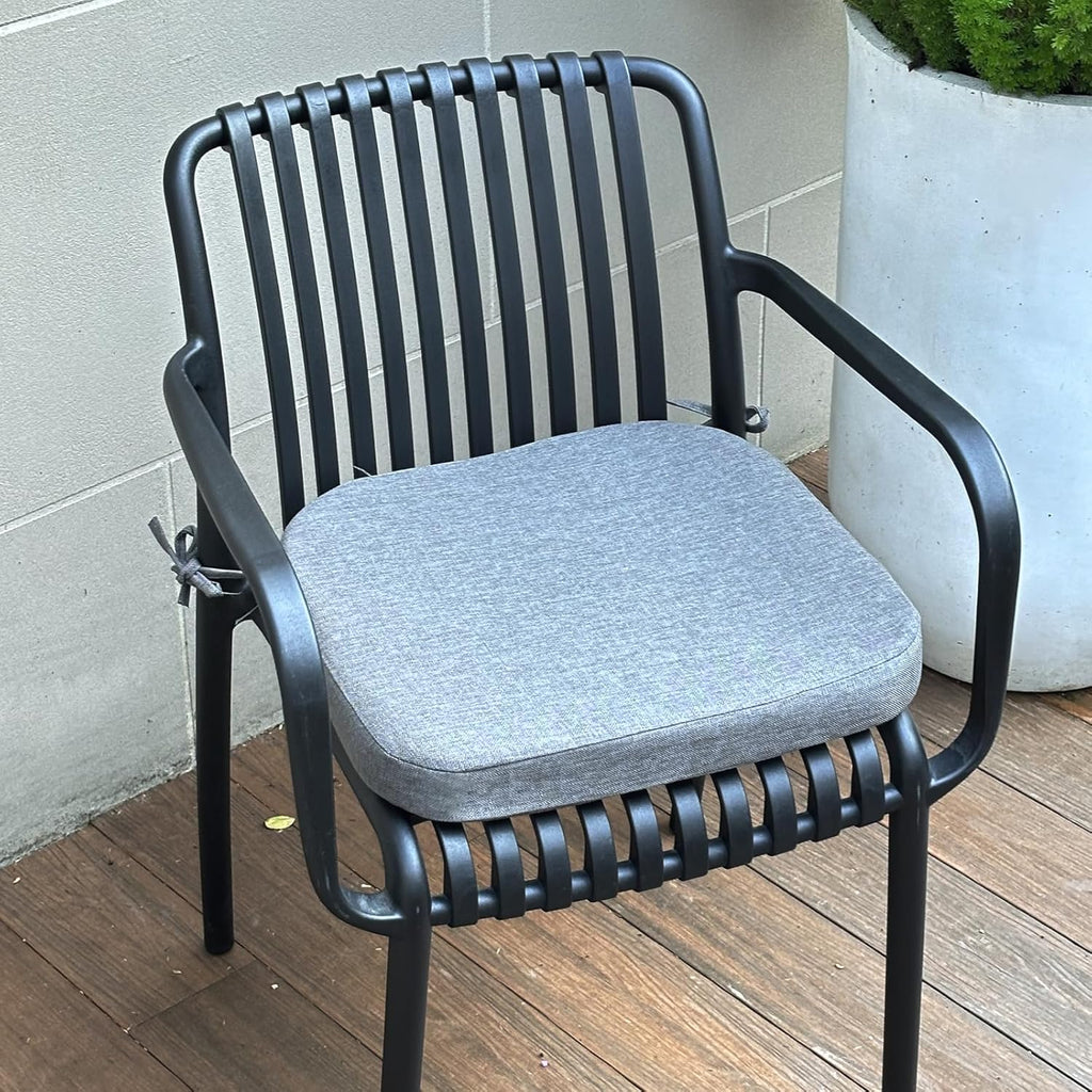 Helios&Hestia Indoor Dining Chair Cushions with Ties for Kitchen, Outdoor Seat Pads with Removable Cover, Non-Slip Bottom, Waterproof, High-Resilient Foam, 17" x 16" x 2", Set of 8, Dark Grey