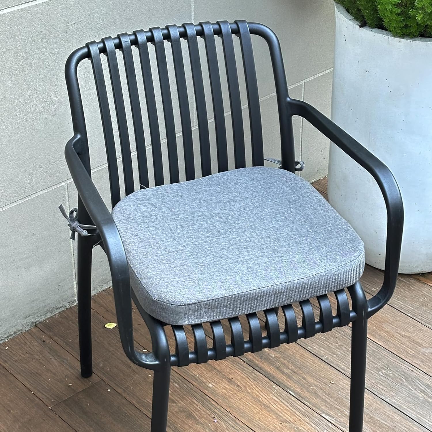 Helios&Hestia Indoor Dining Chair Cushions with Ties for Kitchen, Outdoor Seat Pads with Removable Cover, Non-Slip Bottom, Waterproof, High-Resilient Foam, 17" x 16" x 2", Set of 8, Dark Grey