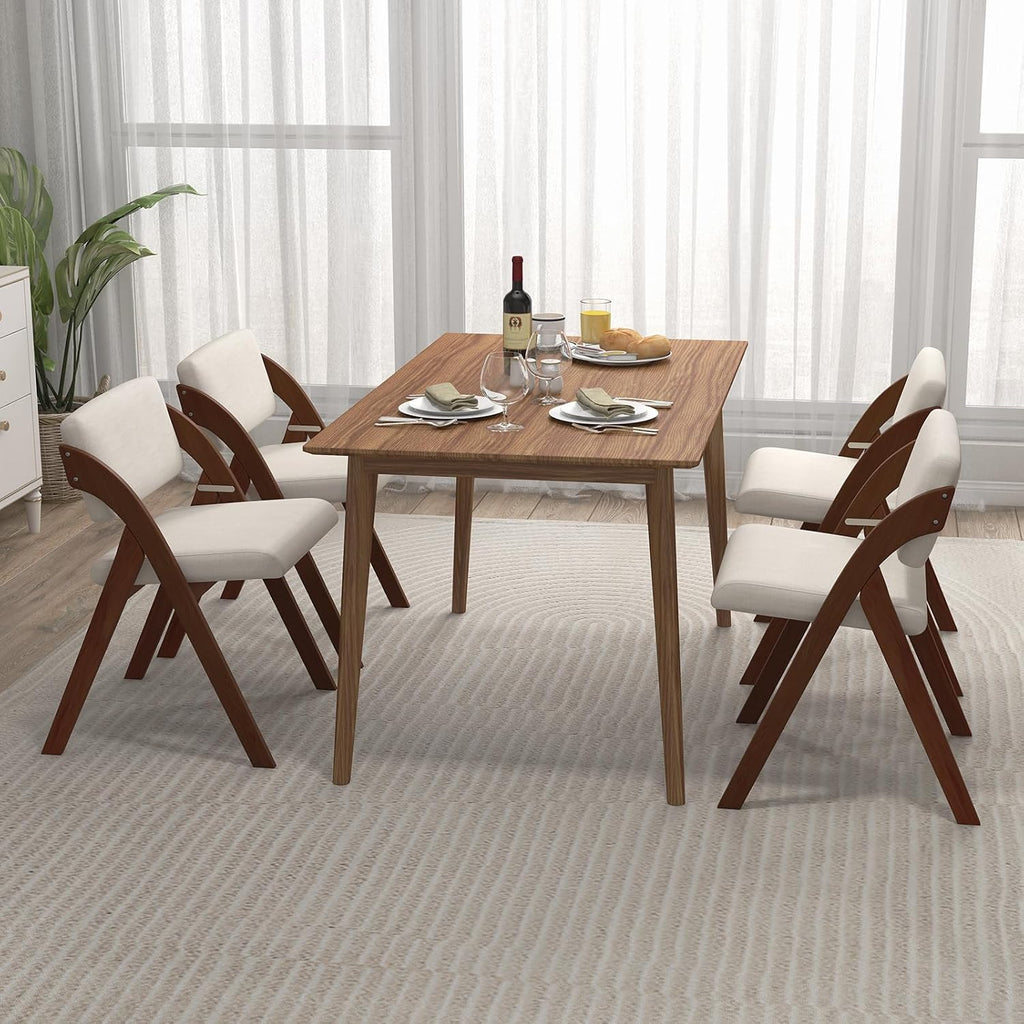 POWERSTONE Folding Chairs Set of 4 with Cushion, Modern Foldable Kitchen Dining Chairs with Rubber Wood Legs for Guests Home Office Wedding Party, No Assembly Walnut