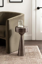 Kate and Laurel Solbrett Modern Sophisticated Metal Drink Table, 10 x 10 x 22, Gunmetal, Contemporary Mini Pedestal Table with Unique Sculptural Design for Use as Indoor Plant Stand