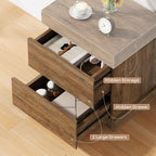 Nightstand with Gun Drawer, Farmhouse Bedside Table with Hidden Storage, Side End Table for Living Room, Bedroom, Little Spaces (Rustic Oak)