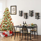 IBUYKE Wall Mounted Wine Rack 12 Bottle,Metal Wine Bottle Holder for Wine Bottles, Liquor, Champagne,DIY Wall Wine Rack for Home Bar Storage and Display,Black,UTMJ909B