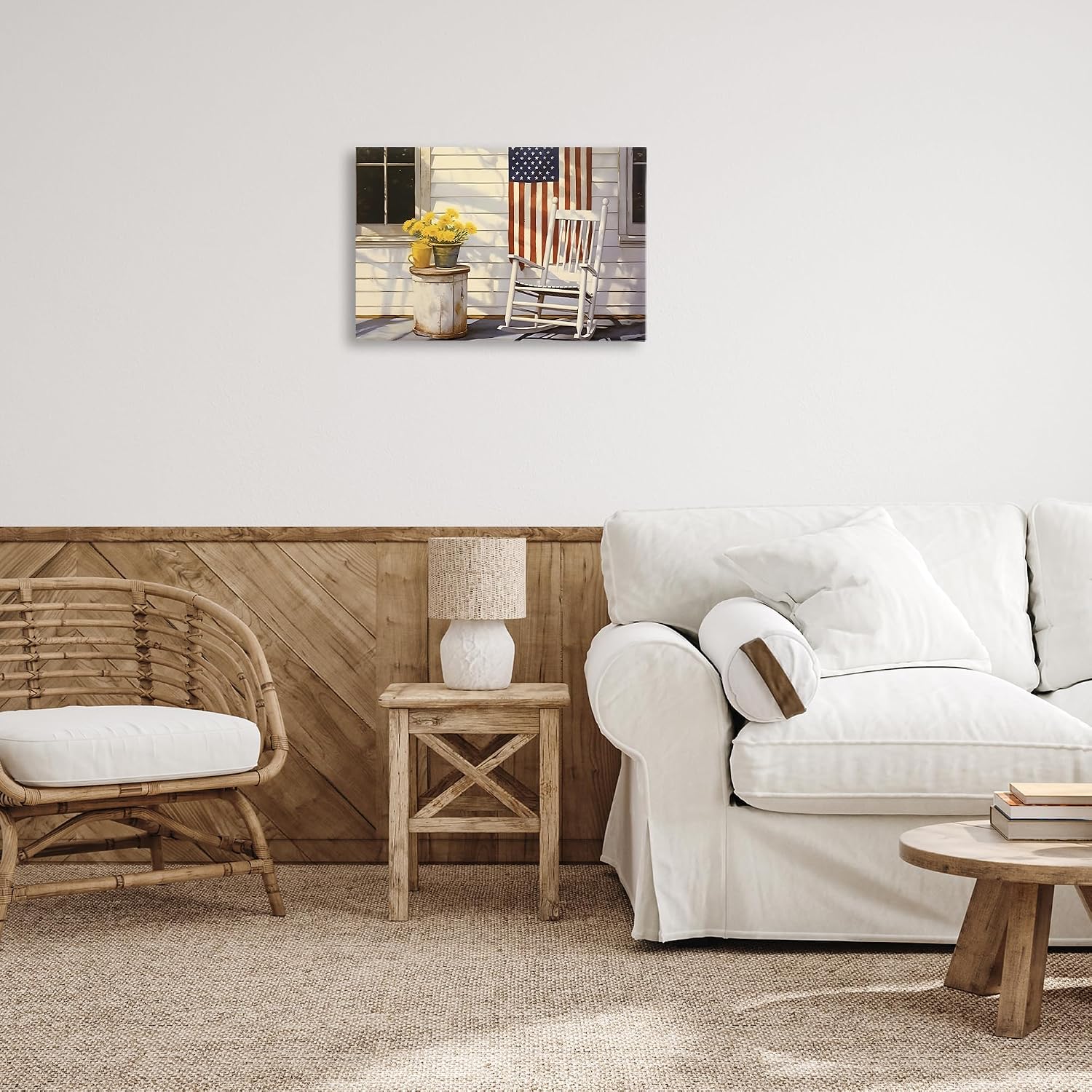 Stupell Industries 'Americana Deco Scene'| Canvas Art | Stupell Industries | 24 x 16 Inches, Easy to Hang and Sturdy, Made in USA, by Petal Prints Design