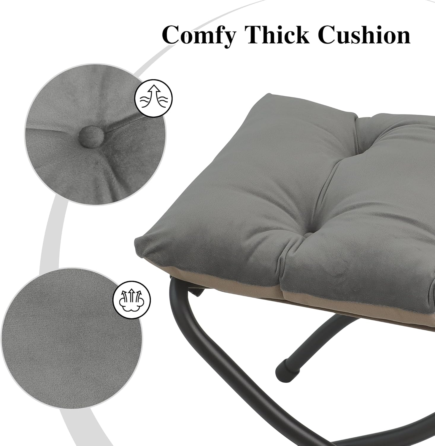 15"(H) Folding Ottoman, Set of 2, Foldable Footrest Stool, Small Foot Stool for Couch, Collapsible Foot Rest Ottoman for Sofa, Accent Padded Ottomans for Living Room, Bedroom, Dark Grey