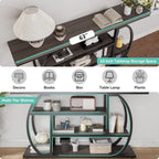 63” Industrial Console Table with 4-Tier Display Shelves, Narrow Long Sofa Table Behind Couch, Entryway/Hallway/Foyer Accent Table with Metal Frame for Living Room (Gray) (Grey)
