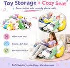 Clear Stuffed Animal Storage Bean Bag Chair Cover for Kids with Zipper | Transparent Waterparoof, Wipe Clean Thicker PVC, Holds 50+ Stuffed Animals, Double Zipper for Plush Toys Storage & Organizing
