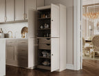 Palace Imports Solid Wood Kitchen Pantry Cabinet - 71.5" Tall x 32" Wide - Wooden Storage Cabinet with 4 Shaker Doors, 2 Drawers & 4 Adjustable Shelves, Beige, 100% Eco-Friendly Wood, Made in Brazil