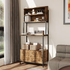 Garvee Bakers Rack with Storage Cabinet, 68" Industrial 6-Tier Kitchen Storage Shelf with Cabinet,Microwave Stand,Shelves,Freestanding Coffee Bar for Pots, Spices & Kitchen Essentials