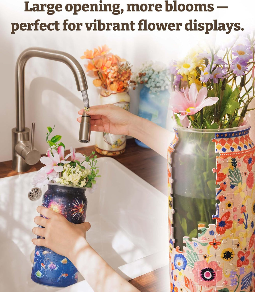 PieceRelax 3D Puzzle Vase for Adults with 192 Plastic Pieces – Ideal for Unique Floral Arrangements and Home Décor - Summer Night Glow [BV1002]