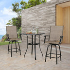 Patio Bar Stools, Outdoor Swivel Bar Height Chairs with Textilene Mesh Fabric, Set of 2