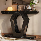 FUSUNBAO 47.3" Console Table,Openwork Bracket Sofa Table, Wood Narrow Entryway Table for Hallway, Behind The Couch, Living Room, Foyer, Easy Assembly (Black Marble Texture)