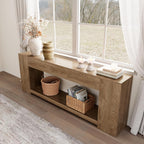 Epecoya 86-Inch Extra Long Console Table for Entryway, Farmhouse Sofa Table Behind Couch Wooden, 2-Tier Entry Console Tables with Storage for Entrance, Living Room, Natural Oak Brown