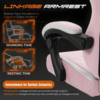 Shintenchi Gaming Chair, Ergonomic Office Chair with Footrest, Lumbar Support and Linkage Armrests, Swive Home Video Game Chairs for Adults, Pink