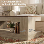 Farmhouse Coffee Table for Living Room, 47 Inch Coffee Tables with Storage & LED Light, Thickened Wood Rectangular Living Room Table, Two-Tone, Walnut &Light Ash White