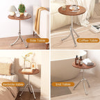 Round End Table - 15.8" Living Room Modern Side Table with Metal Base, Accent Tray Nightstand for Small Spaces, Wooden Circle Sofa Tables, Small Coffee Tables for Living Room Bedroom Office, Walnut