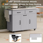 Ball & Cast Kitchen Island with Trash Can Storage Cabinet,Kitchen Cart W/Drop Leaf,Spice Rack,Towel Rack and Drawers,Rolling Kitchen Islands on Wheels W/Adjustable Shelf for Dining Room,Grey