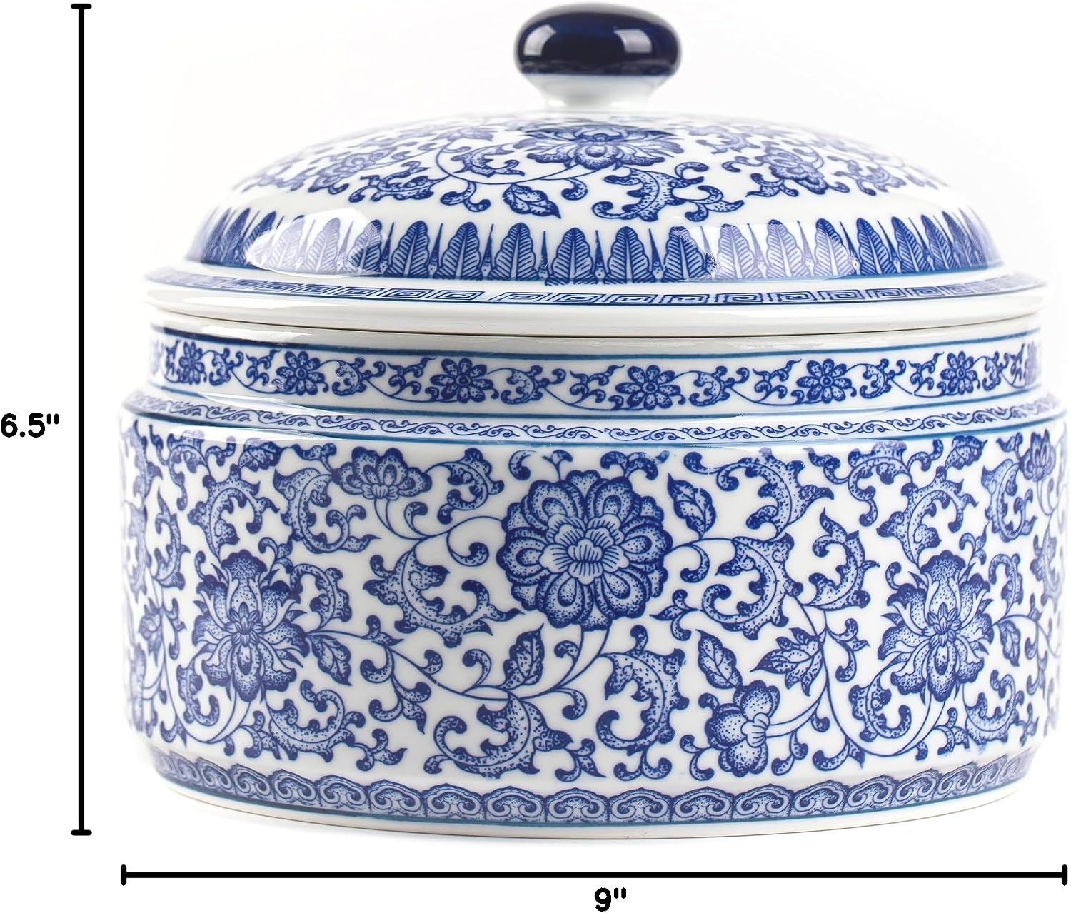 Blue and White Ginger Jar, Ceramic Chinoiserie Decorative Jars for Home, Office, Ginger Jar Vase Pocelain for Table, Living Room, Bookshelf, Mantle Fireplace, Centerpieces 6.5"