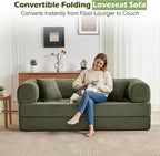 Sofa Bed, 79" Convertible Sleeper Sofa with Pull Out Bed, 5-in-1 Folding Corduroy Futon Couch, Modular Loveseat Sofa Bed for Living Room, Bedroom & Apartment, Green