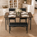 4 EVER WINNER Dining Table Set for 4, Kitchen Table with Upholstered Chairs and Bench, 4-Piece Kitchen Table and Chairs for Small Spaces, Dining Room, Rustic Brown