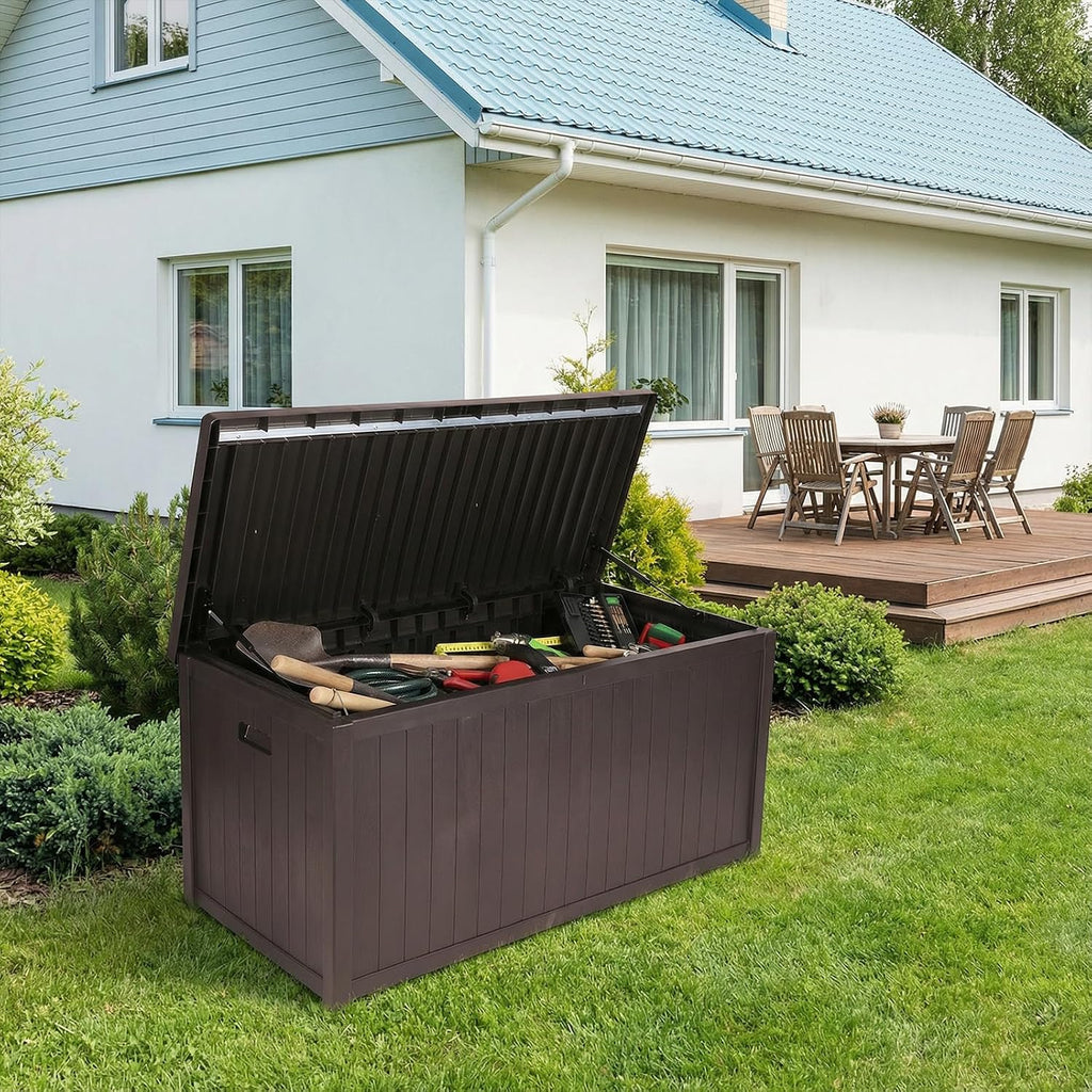 Large Storage Bench Lockable Outside Storage Box Container Waterproof for Furniture Outdoor Cushions Garden Pool Tools