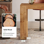 63-Inch Solid Wood Bar Table, Narrow Long Counter Height Pub Dining Table, Farmhouse Rectangular Home Coffee Bar Units for Kitchen, Dining Room, Living Room, Bistro, Brown