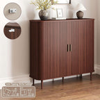 DHH Shoe Storage Cabinet with Sliding Door, 6-Tier Shoe Cabinet with Adjustable Shelves, Modern Freestanding Shoe Storage Organizer for Entryway, Hallway, Living Room (Walnut, 47 ")
