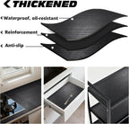 Professional Grade Tool Box Liner, Tool Box Drawer Liner 16 Ft X 16" Black Toolbox Liner,PVC Toolbox Drawer Liners, Shelf Liner Non Slip Mat, Thick Foam Cabinet Liner with Knife and Tape Measure