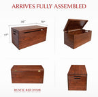Amish Made Wooden Storage Chest Trunk Box with Lid and Handles for Bedroom, Blanket, Clothes, Anti-Slam Hinges, Handmade, Rustic, Oak Wood, Michaels Stain, 36"