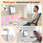 DurayLoly Computer Desk with 2 Drawers & LED Lights,31Inch Home Office Desks with Side Pocket and Monitor Stand,Study Writing Table for Small Spaces,White