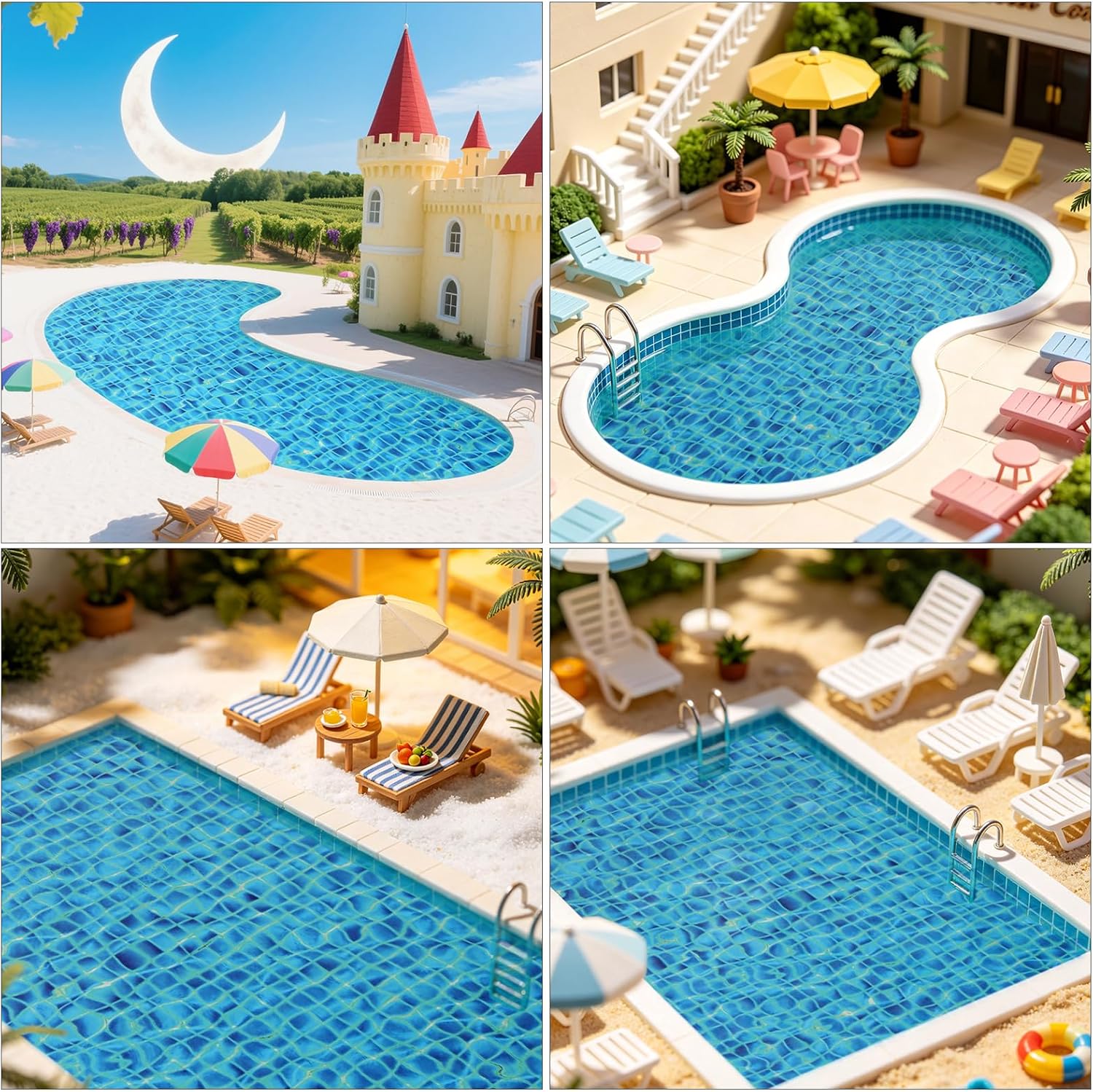6 Sheets DIY Ripple Water Sticker Floorboard Artificial Water Wave Paper Sticker with Adhesive Backing for Lake Scene Dolls House Deco Diorama Supplies -Blue 11.6 X 8.3 Inch