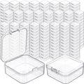 SATINIOR 500 Pcs Clear Plastic Beads Storage Containers Box Small Clear Boxes with Hinged Lid Plastic Arts Case Mini Square Crafts Storage Organizers for Small Items (1.7 × 1.7 × 0.8 Inch)