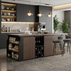 70.8 Inch Modern Multifunctional Kitchen Island Tabletop Home Bar with 3 Drawers, Wine Rack, Glass Cup Holder Adjustable Dividers for Kitchen Dining Room Family Party