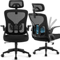 Office Chair Ergonomic Desk Chair with Adjustable Headrest Lumbar Support, High Back Breathable Mesh Chair with 120° Tilt & Flip-Up Armrests, Swivel Comfy Task Computer Chair for Work, Study