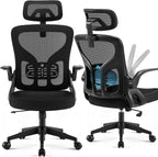 Office Chair Ergonomic Desk Chair with Adjustable Headrest Lumbar Support, High Back Breathable Mesh Chair with 120° Tilt & Flip-Up Armrests, Swivel Comfy Task Computer Chair for Work, Study