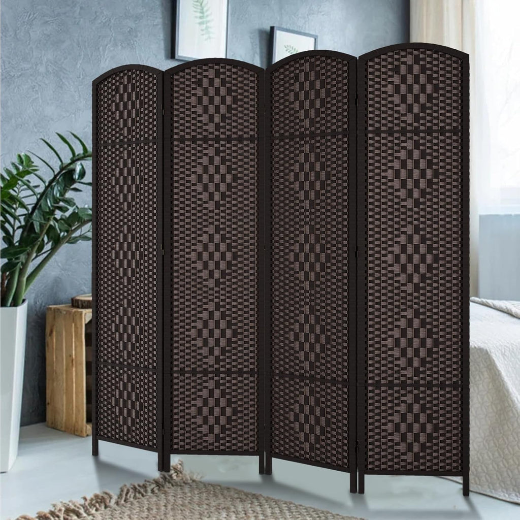 RHF 6 ft.Tall Room Divider, Room Dividers and Folding Privacy Screens, 15.7" Privacy Screen 4 Panels Room Divider Wall Partition Freestanding, Dark Coffee