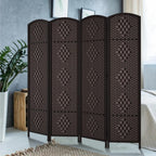 RHF 6 ft.Tall Room Divider, Room Dividers and Folding Privacy Screens, 15.7" Privacy Screen 4 Panels Room Divider Wall Partition Freestanding, Dark Coffee