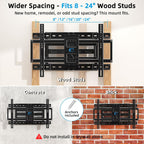 HOME VISION Full Motion Articulating TV Wall Mount for 37-90 Inch TVs up to 176 lbs, Fits 24" Wood Studs (8-24"), Heavy Duty TV Bracket & Mounts, Extendable Arm & Swivel Tilt Level, Max 600x400mm VESA