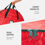 ZOBER Christmas Wreath Storage Container 36 Inch - Wreath Bag for Artificial Wreaths Box - Dual Zippered Wreaths Storage Bag with Strong Durable Handles - Red