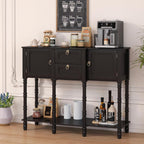 Black Entryway Table with Storge, Mid-Century Modern Console Table with 2 Drawers, Retro Narrow Long Behind Couch Sofa Table for Living Room, Foyer, Hallway