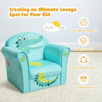 DORTALA Kids Sofa, Crocodile Pattern Kids Armchair w/Wooden Frame & Non-Slip Feet Nails, Sturdy Lightweight Toddler Furniture for Boys & Girls, Armrest Couch for Baby Room, Living Room, Preschool