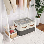 TOPIA HOME Shoe Organizer for Closet, Foldable Shoe Box with Adjustable Dividers and Clear Cover, Space Saving Shoe Storage Organizer Cabinet with Reinforced Handles, Fits 16 Pairs TP09WG