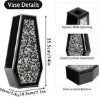SHYFOY Black Flower Vase Crushed Diamond Glass Vase Large Mirrored Crystal Vases for Centerpieces Tall Floor Vases for Dried and Artificial Flowers Home Decor, Can’t Hold Water