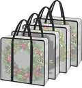 Lukeline 4 Pack Wreath Storage Bag,Clear Christmas Garland Container,Moving Bag with Handles and Zipper,Christmas Wreath Storage Carrying Bag