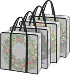 Lukeline 4 Pack Wreath Storage Bag,Clear Christmas Garland Container,Moving Bag with Handles and Zipper,Christmas Wreath Storage Carrying Bag